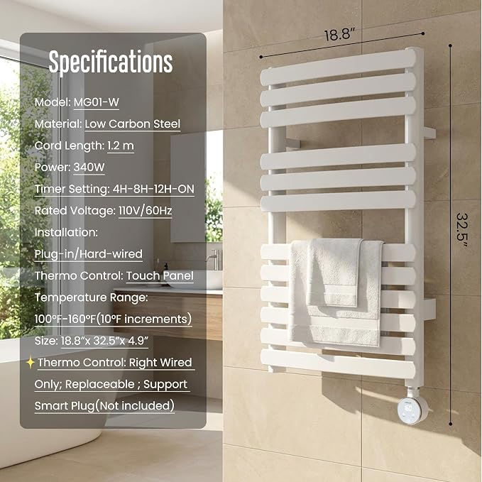 Towel Warmer, Large Size Heated Towel Rack - Image 5