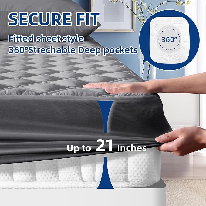 MEELUS Queen Mattress Protector, Breathable Waterproof Mattress Pad Cover - Image 5