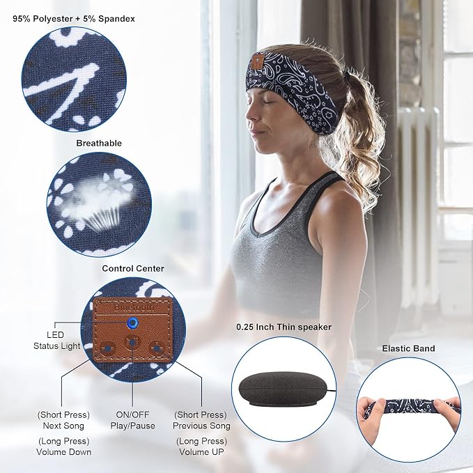 2-Pack Sleeping Headphones Bluetooth Headband, Wireless Headband Headphones - Image 5