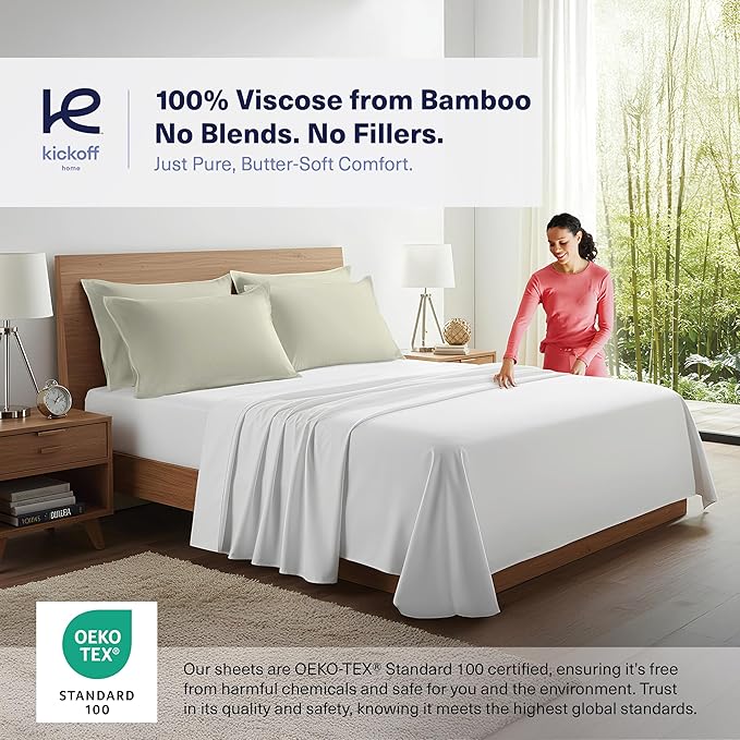 Kickoff Viscose Bamboo Pillowcase, 100% Organic Hidden Zippered Viscose Bamboo - Image 3
