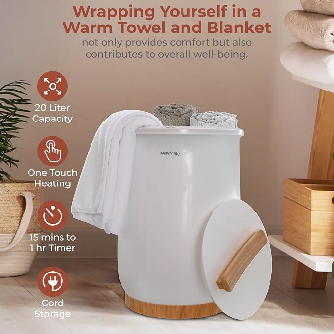 SereneLife Bucket Towel Warmers, Luxury Towel Heater Gifts - Image 9