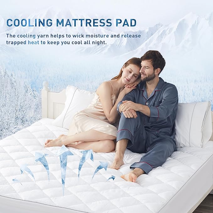 Sunflower Cooling Quilted Full Mattress Protector, Mattress Pad Chill Soft - Image 3
