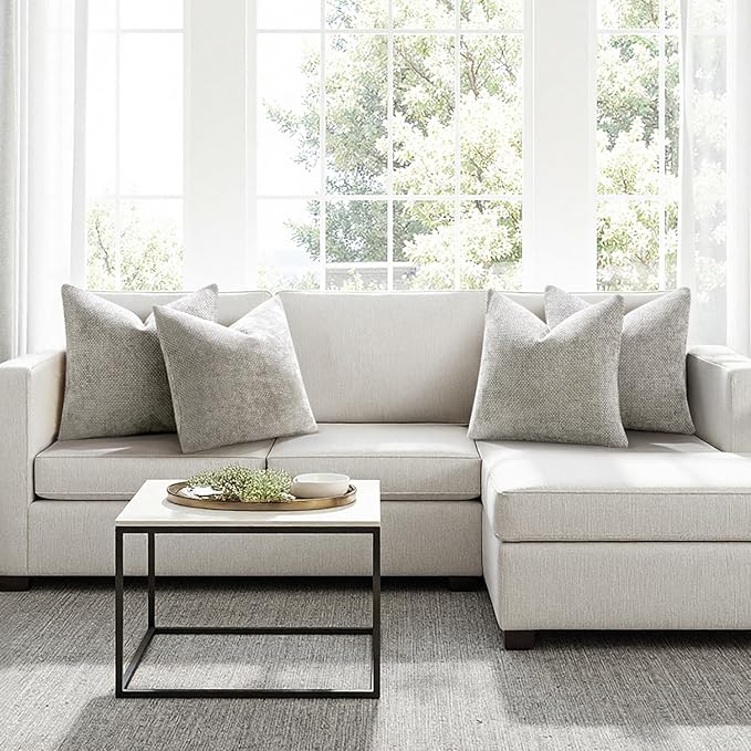 MIULEE Pack of 4 Couch Throw Pillow Covers 20x20 Inch Light Gray Soft - Image 4