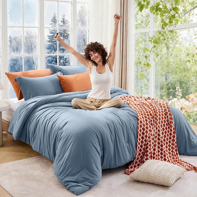 MUXHOMO King Size Comforter Set, All Season Ultra Soft Down Alternative Bedding - Image 4