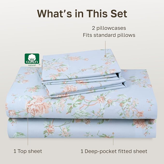 California Design Den Soft Cotton Bed Sheets Full Size Set, 400 TC Good - Image 4