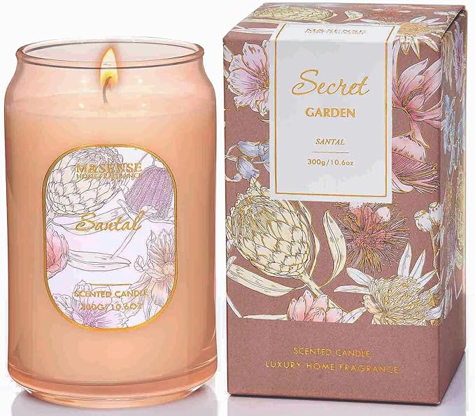 M&SENSE Santal Candles for Home Scented, 10.6 Oz Soy Wax Candles Non Toxic Jar by MSENSE