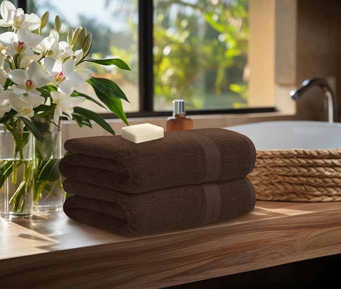 Avalon Towels Brown Bath Towels Set of 4 pcs, 100% Cotton Towel Absorbent and - Image 3