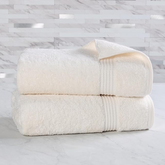 Superior Egyptian Cotton 2-Piece Bath Sheet Towel Set, Oversized Body Towels - Image 2