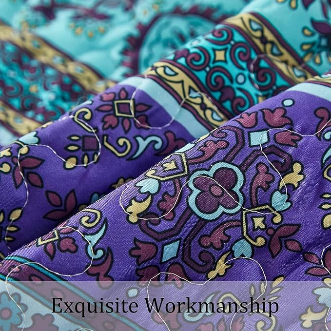 WONGS BEDDING Boho Quilt Set, Lightweight Microfiber Bed Decor Bedspread - Image 6