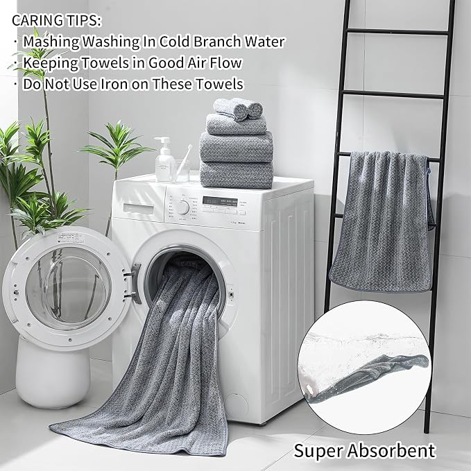 Ultra Soft Bath Towel Set, 12 Piece Family Bathroom Towels Set - Image 6