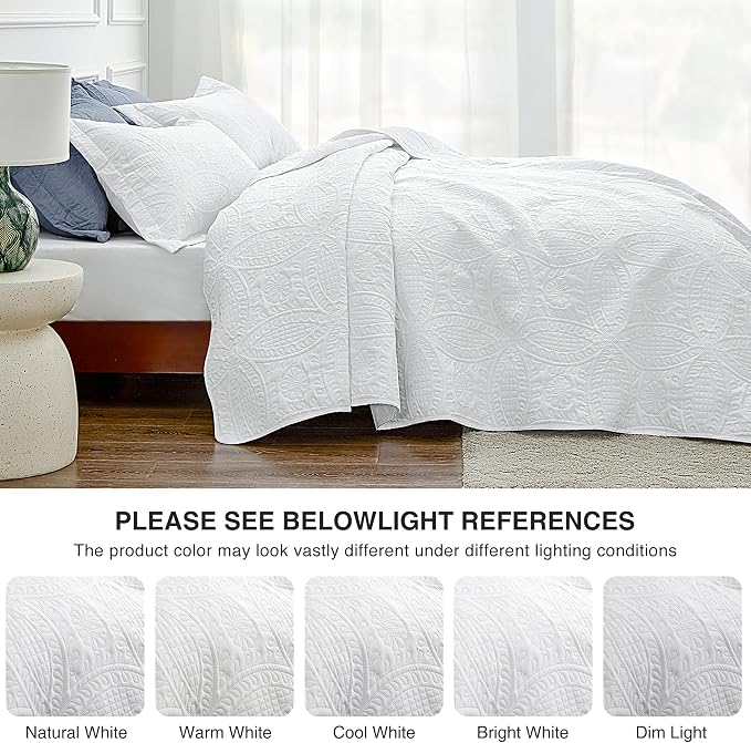 Love's cabin Twin Quilt Set White Bedspreads - Image 5