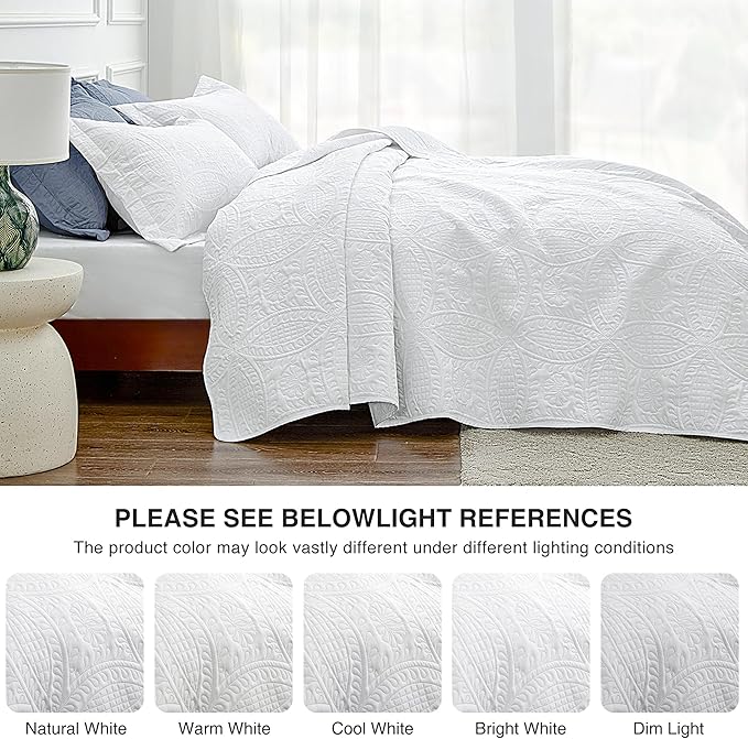 Love's cabin Quilts for Full Bed White Bedspreads Bedding Set - Image 5