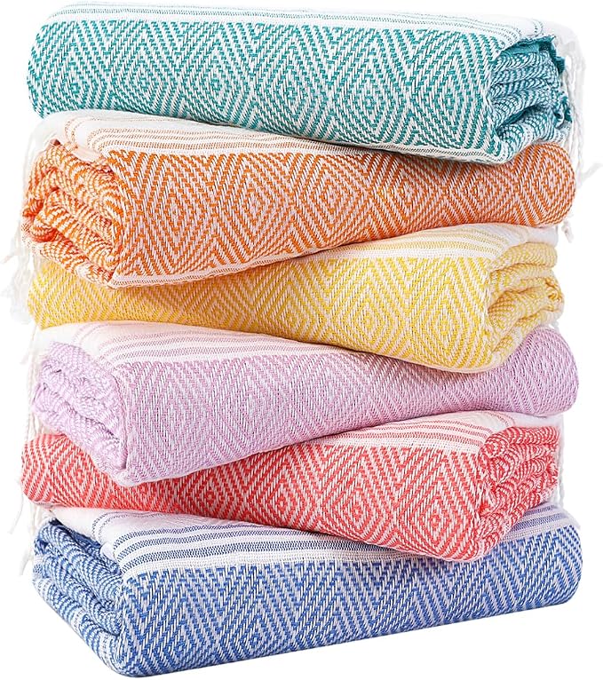Genovega 6 Packs Oversized Turkish Beach Towels Set Bulk 74"x38" Extra Large by genovega