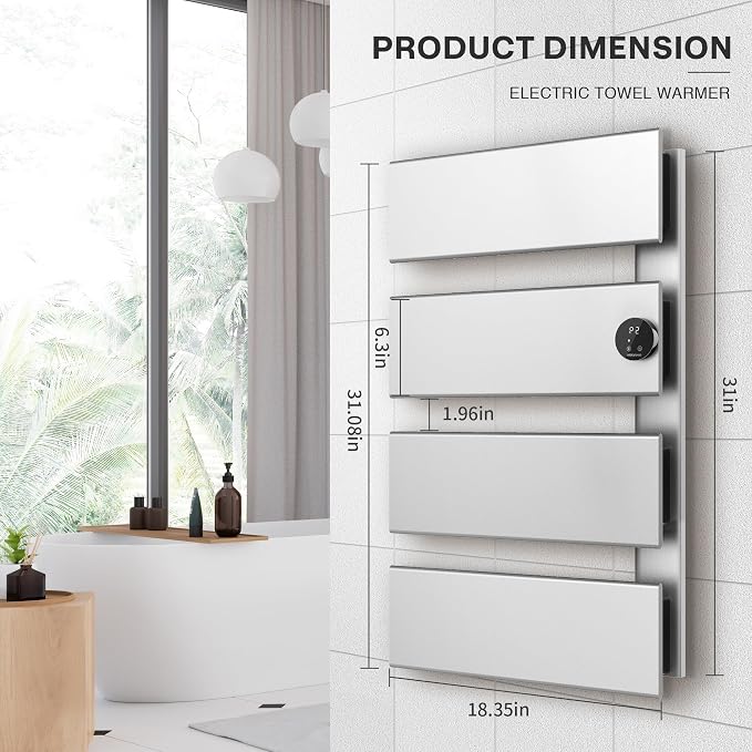 K&KALONZO Electric Towel Warmer, 18.35" W x 31" H Wall-Mounted Towel Heater - Image 7