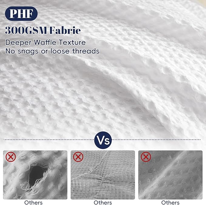 PHF Waffle Weave Duvet Cover Set Queen Size, No Snagging Ultra Soft Luxury - Image 3