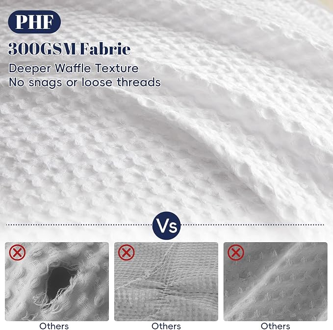 PHF Waffle Weave Duvet Cover Set California King, No Snagging Ultra Soft Luxury - Image 3
