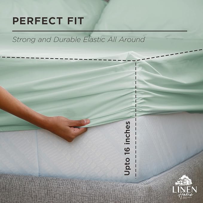 100% Cotton Percale Queen Fitted Sheet, Pastel Turk, 1 Deep Pocket Fitted Sheet - Image 3