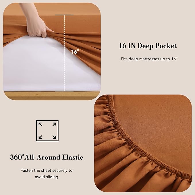King Sheet Set 4 Piece, Soft Breathable Cooling Microfiber Bed Sheets - Image 3