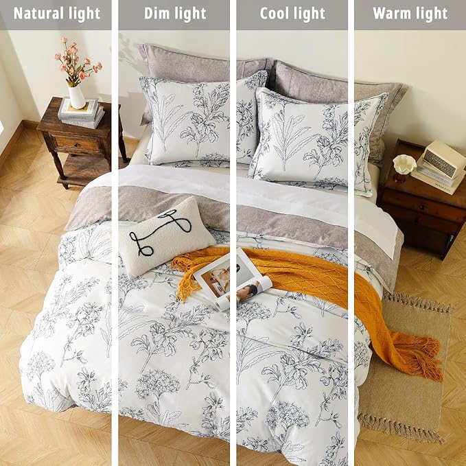 LEMIROE Floral Cotton Comforter King Size 3Pcs - Image 6