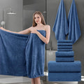 8-Piece Navy Bath Towels Set, 2 Oversized Large Bath Towels Sheet, 2 Hand by Ycosy