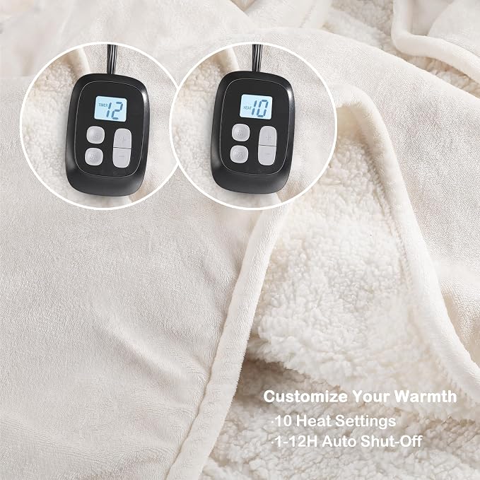 LaffyLo Electric Heated Blanket Queen Size 84 x 90, Dual Control, Fast Heating - Image 3