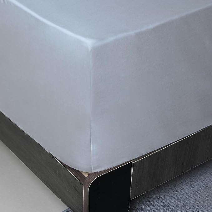 Queen Size Fitted Sheet Only Gray, 100% Egyptian Cotton 600 Thread Count - Image 6