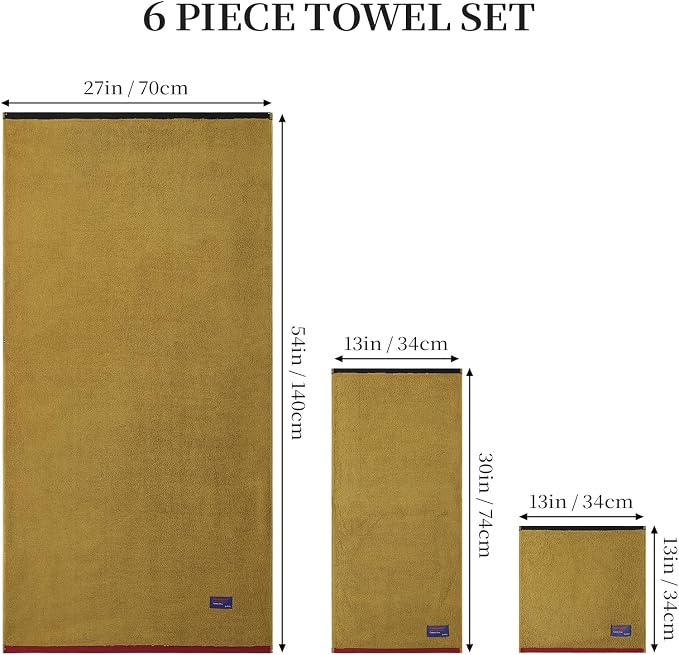 REDKISS 6 Piece Luxury Bath Towel Set, 2 Bath Towels, 2 Hand Towels, 2 - Image 3