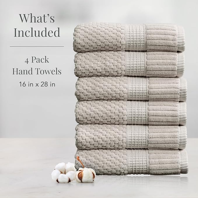 NY Loft 100% Cotton Hand Towel 6 Pack | Super Soft & Absorbent Quick-Dry Hand - Image 2
