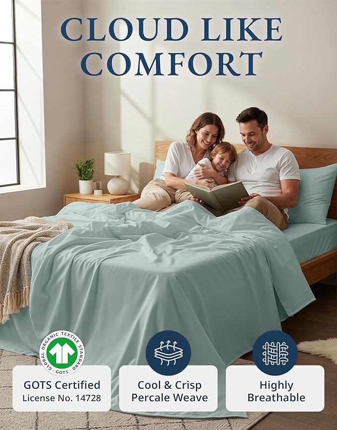 LANE LINEN 100% Organic Cotton Bed Sheets Extra Long Twin, Soft & Comfy Fully - Image 2