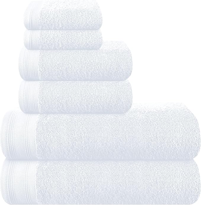 Ultra Soft 6 Pack Cotton Towel Set, Contains 2 Bath Towels 28x55 inch, 2 Hand by Unknown
