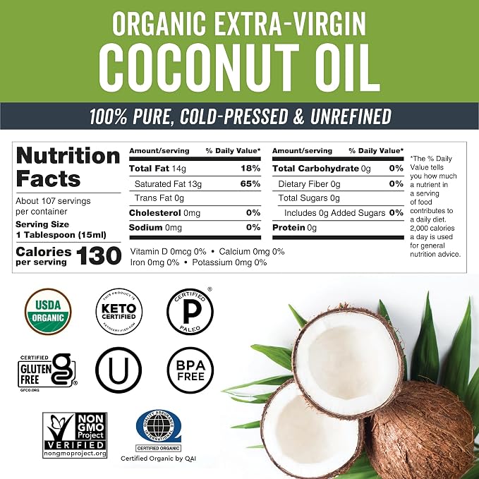 Viva Naturals Organic Coconut Oil, 54 fl oz – Unrefined, Cold-Pressed Extra - Image 2
