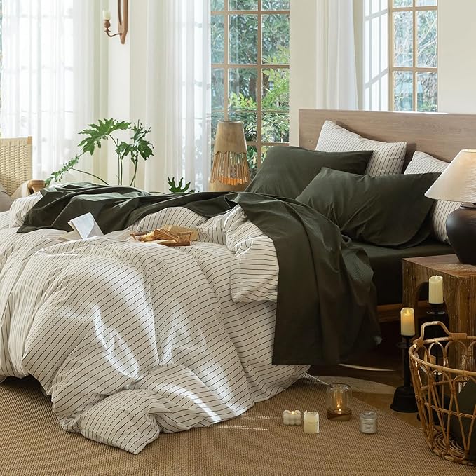 MooMee Fitted Bottom Sheet Only 100% Washed Cotton Linen Like Textured - Image 6