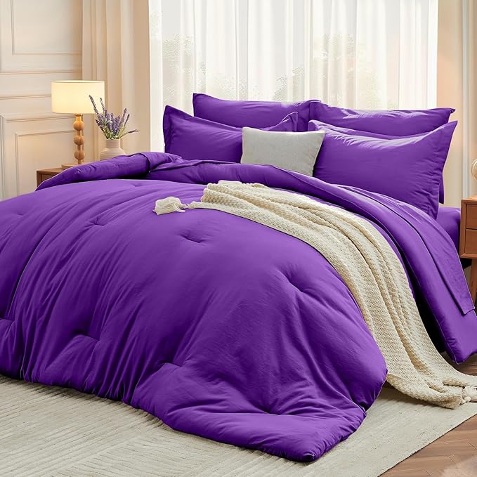 MUXHOMO 7 Pieces Full Comforter Set, Soft Bed in a Bag Full Size, All Season by MUXHOMO