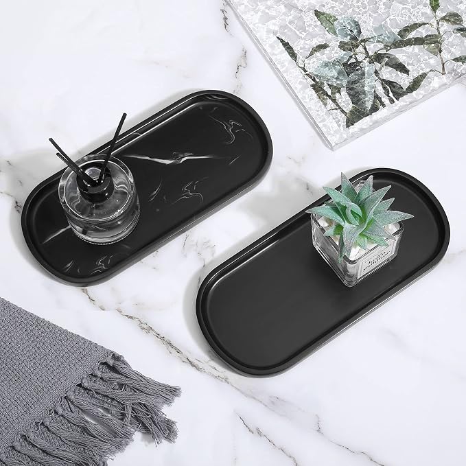 Luxspire Bathroom Vanity Tray, Oval Soap Dispenser Tray, Handmade Resin - Image 7