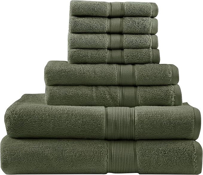 Madison Park 800GSM Bathroom Towel Set of 8 100% Cotton Bath Towel Set by MADISONPARK