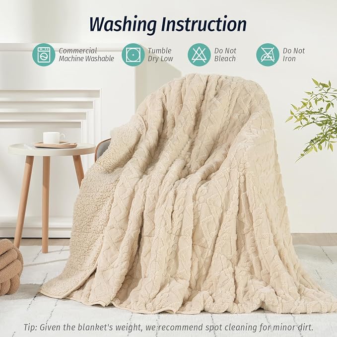 Wemore Weighted Blanket for Adults Twin Size 15 lbs, Dual Sided Soft Fuzzy - Image 7