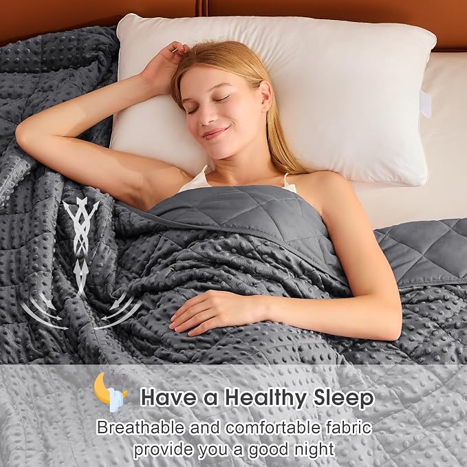 Grey Weighted Blanket for Adults 20lbs, Twin Full Size Cooling Minky Heavy - Image 8