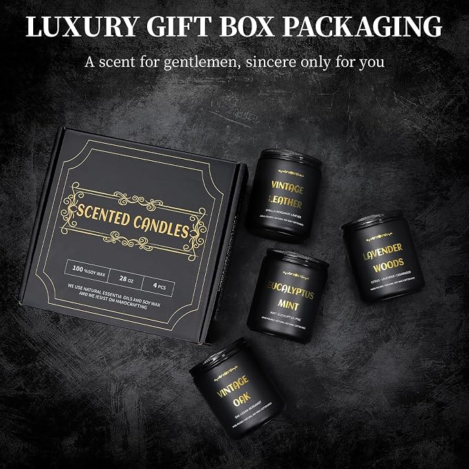 Scented Candles for Men, 4 Pack Mens Candle Set, Soy Candles for Home Scented - Image 5