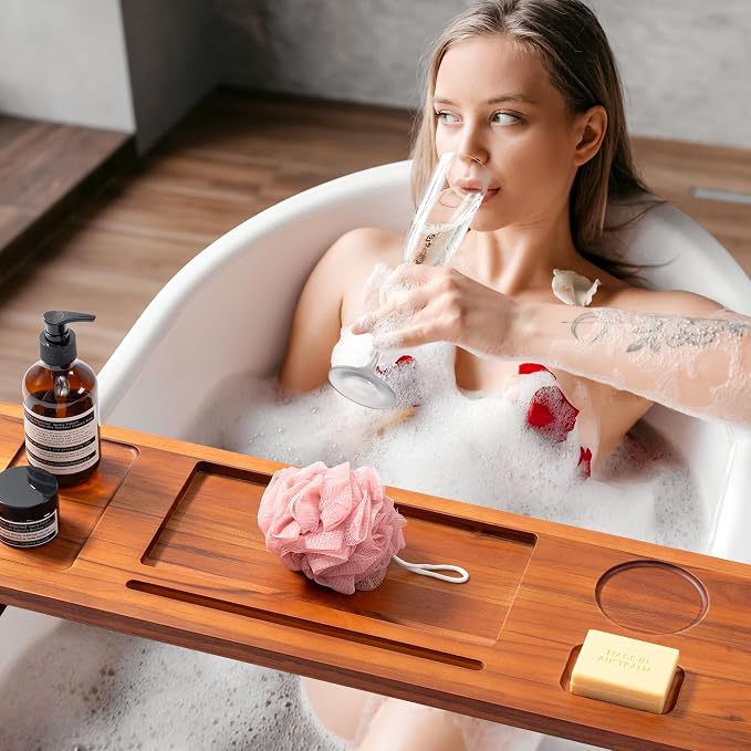 Teak Bathtub Tray for Freestanding Bath - Image 6