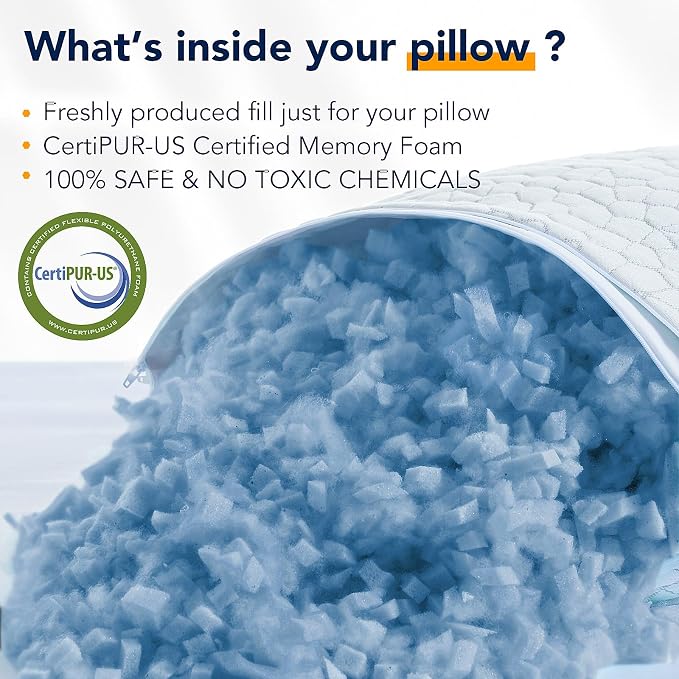 QUTOOL Cooling Pillow for Sleeping, CertiPUR-US Shredded Memory Foam Standard - Image 8