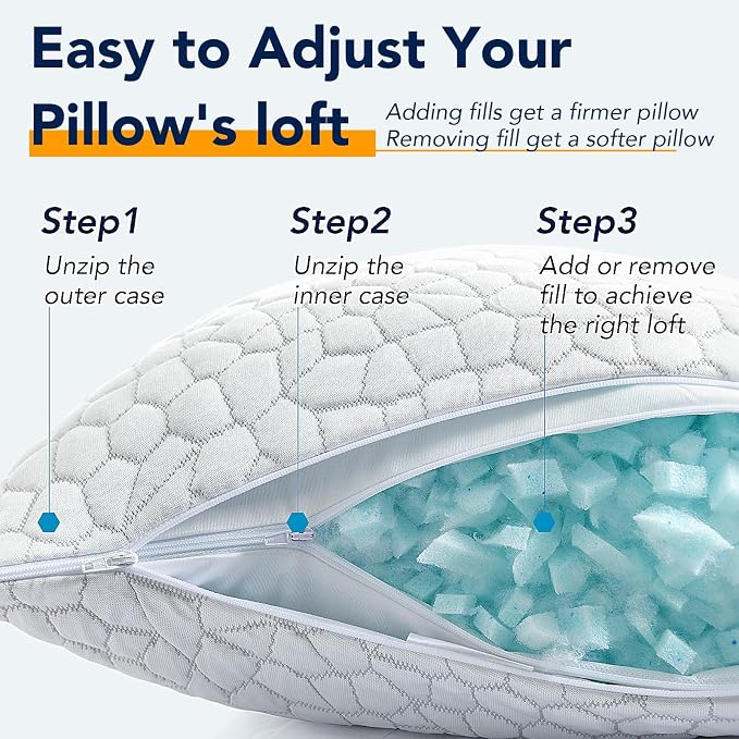 QUTOOL Cooling Pillow for Sleeping, CertiPUR-US Shredded Memory Foam King - Image 9