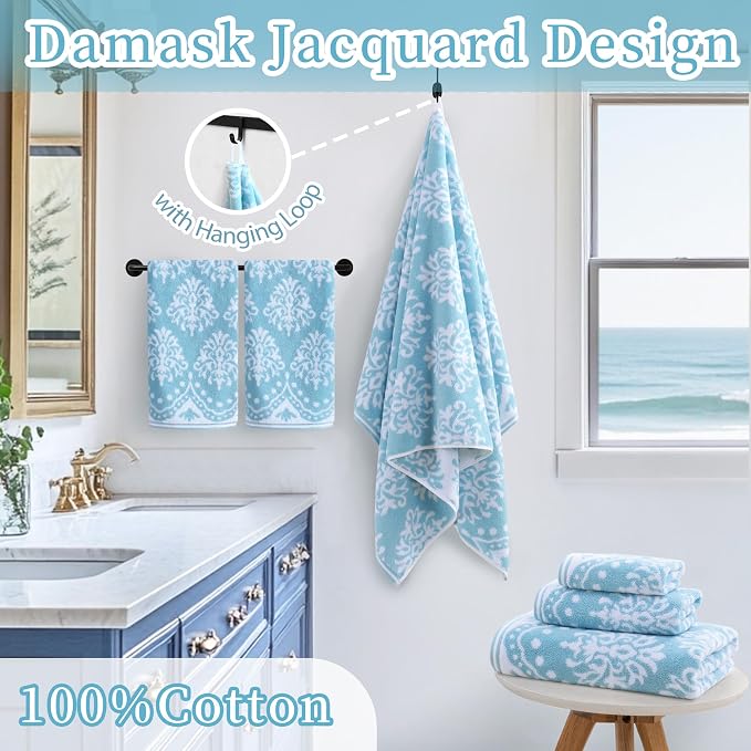 Hand Towels for Bathroom, Bath Hand Towel Set of 4, Jacquard Decorative Hand - Image 4