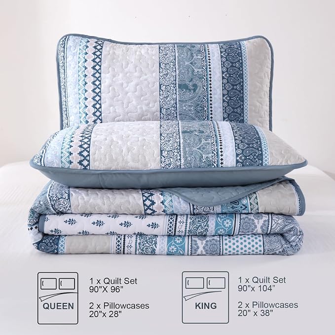 WONGS BEDDING Boho Quilt Set Twin Size, Lightweight Bedspread Coverlet Bedding - Image 7