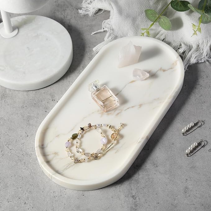 Koville White Marble Tray with Gold Pattern - Image 6
