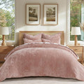 EverGrace Velvet Quilt Set Queen Size, Luxurious Soft Striped Channel Bedding by EverGrace