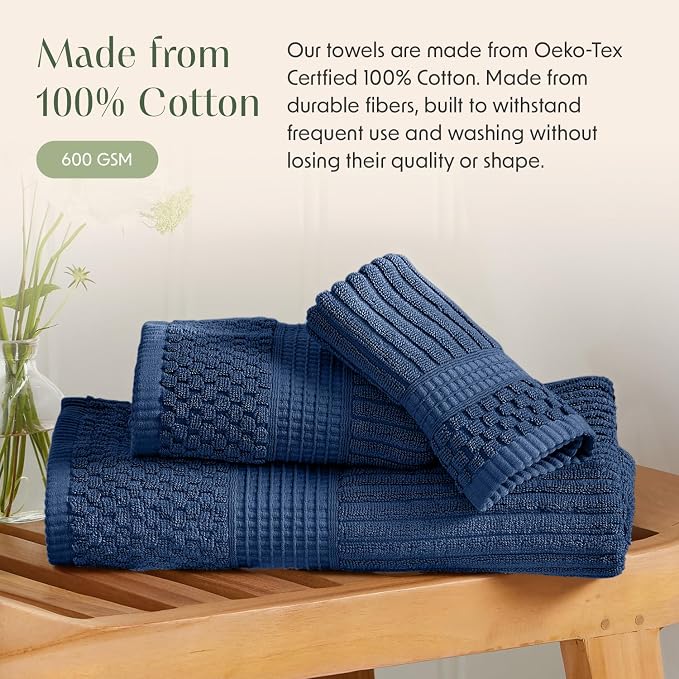 Springtree Home 100% Cotton Bath Towel Set | 6 Piece Set | Absorbent & - Image 5