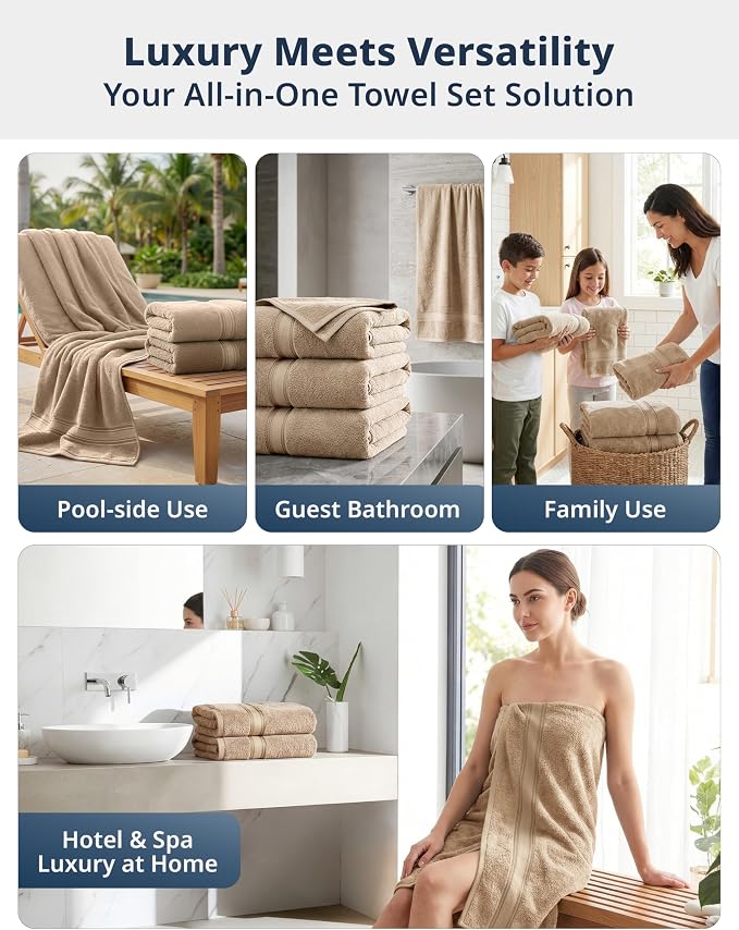 LANE LINEN 100% Cotton Bath Towels Set of 4 - Image 8