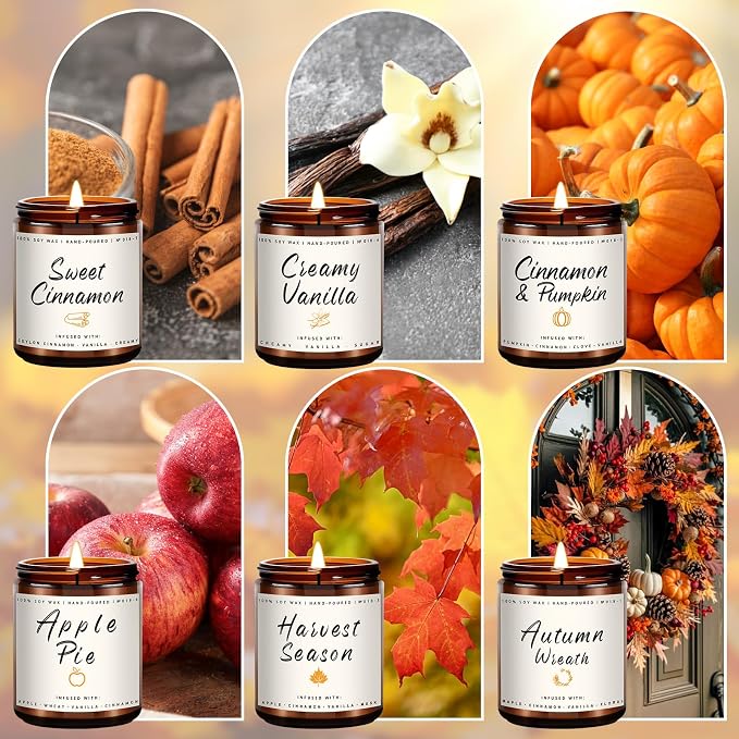 Auelife Scented Candles, 6 Pack Winter Candle Set, 42 oz Holiday Soy Candles - Image 2