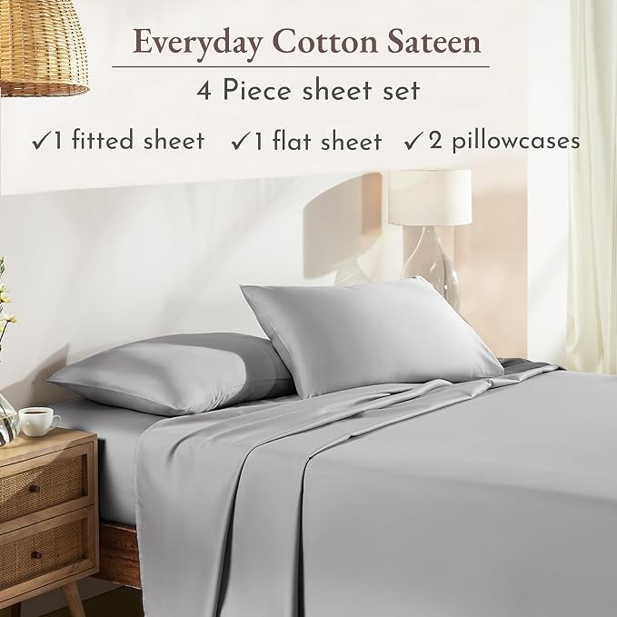 California Design Den Natural 100% Cotton Sheets Full Size Bed Set - Image 4