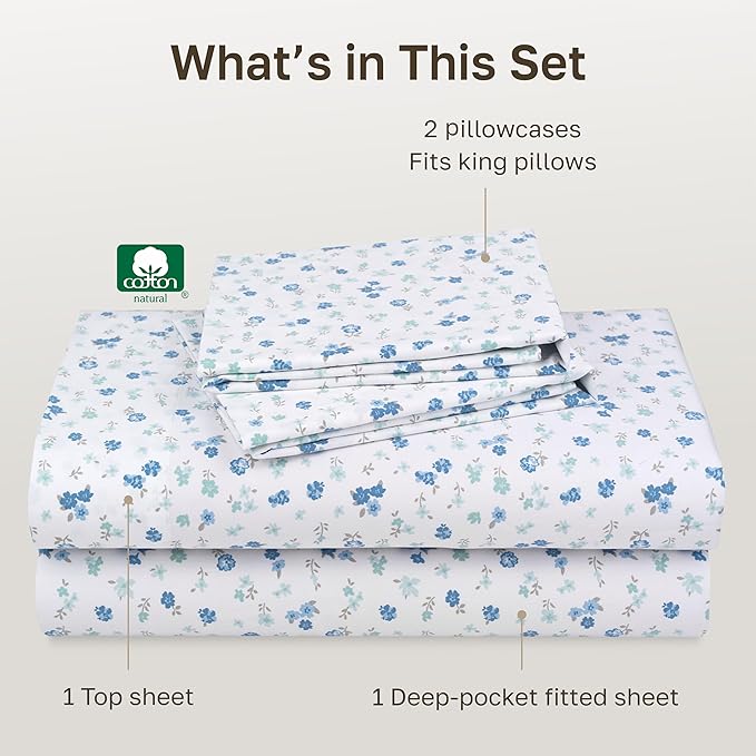 California Design Den Soft King Size 100% Cotton Sheet Sets, 400 TC Good - Image 4